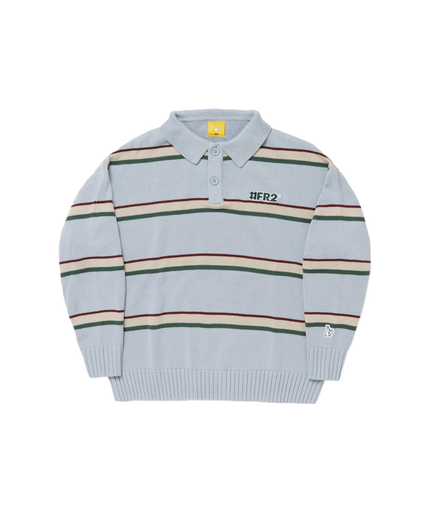 Multi Stripe Knit Longsleeve Polo shirt