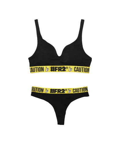 Back Open Bra ＆ Logo Thong Set[FRA1371]