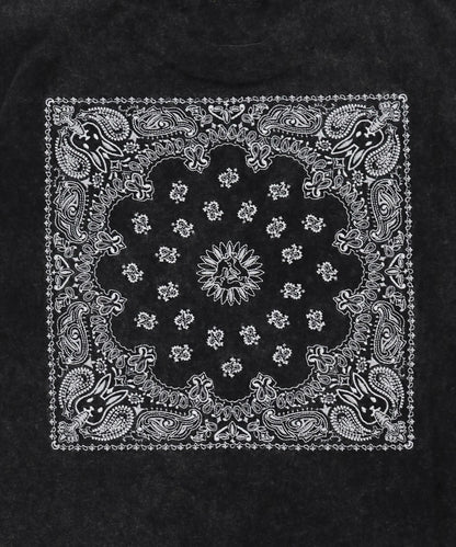 Acid Wash Embroidery Rabbit Paisley Pattern T-shirt