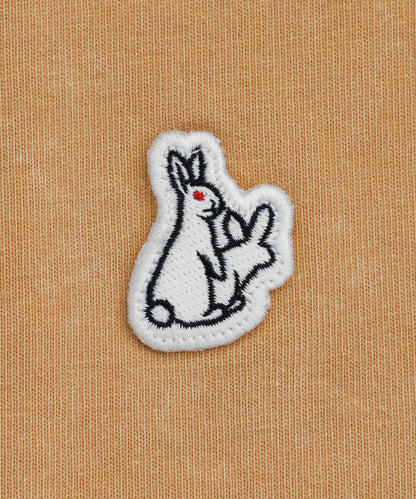 Acid Wash Embroidery Rabbit Paisley Pattern T-shirt