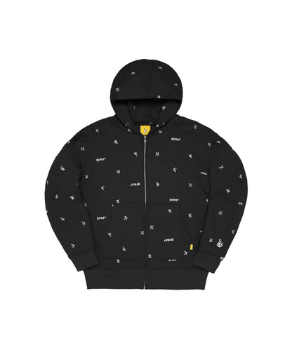 Full Pattern Icon Logo Zip‐up Hoodie