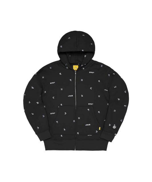 Full Pattern Icon Logo Zip‐up Hoodie