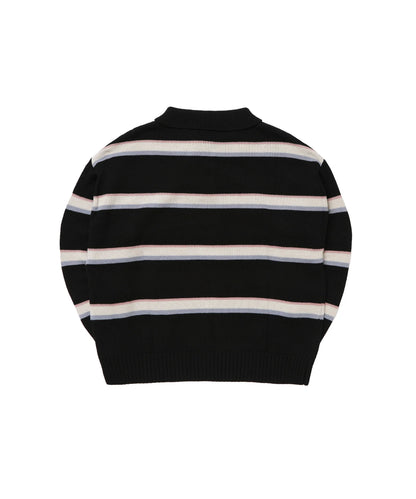 Multi Stripe Knit Longsleeve Polo shirt