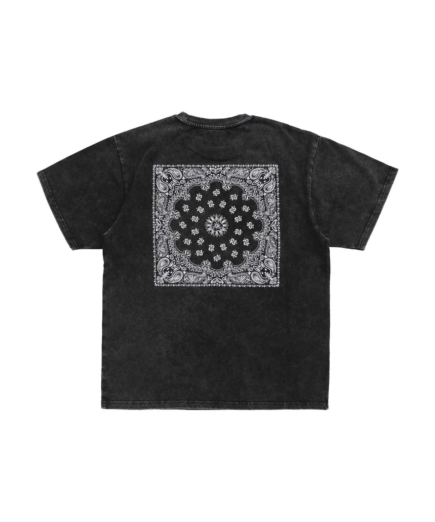 Acid Wash Embroidery Rabbit Paisley Pattern T-shirt