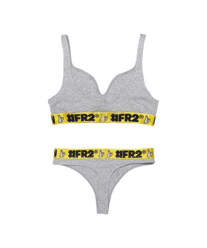 Back Open Bra ＆ Logo Thong Set[FRA1371]