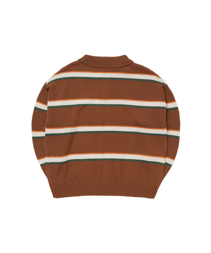 Multi Stripe Knit Longsleeve Polo shirt