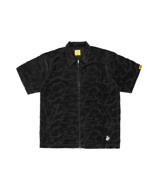 Pile Jacquard Rabbits Camo Short Sleeve Shirt