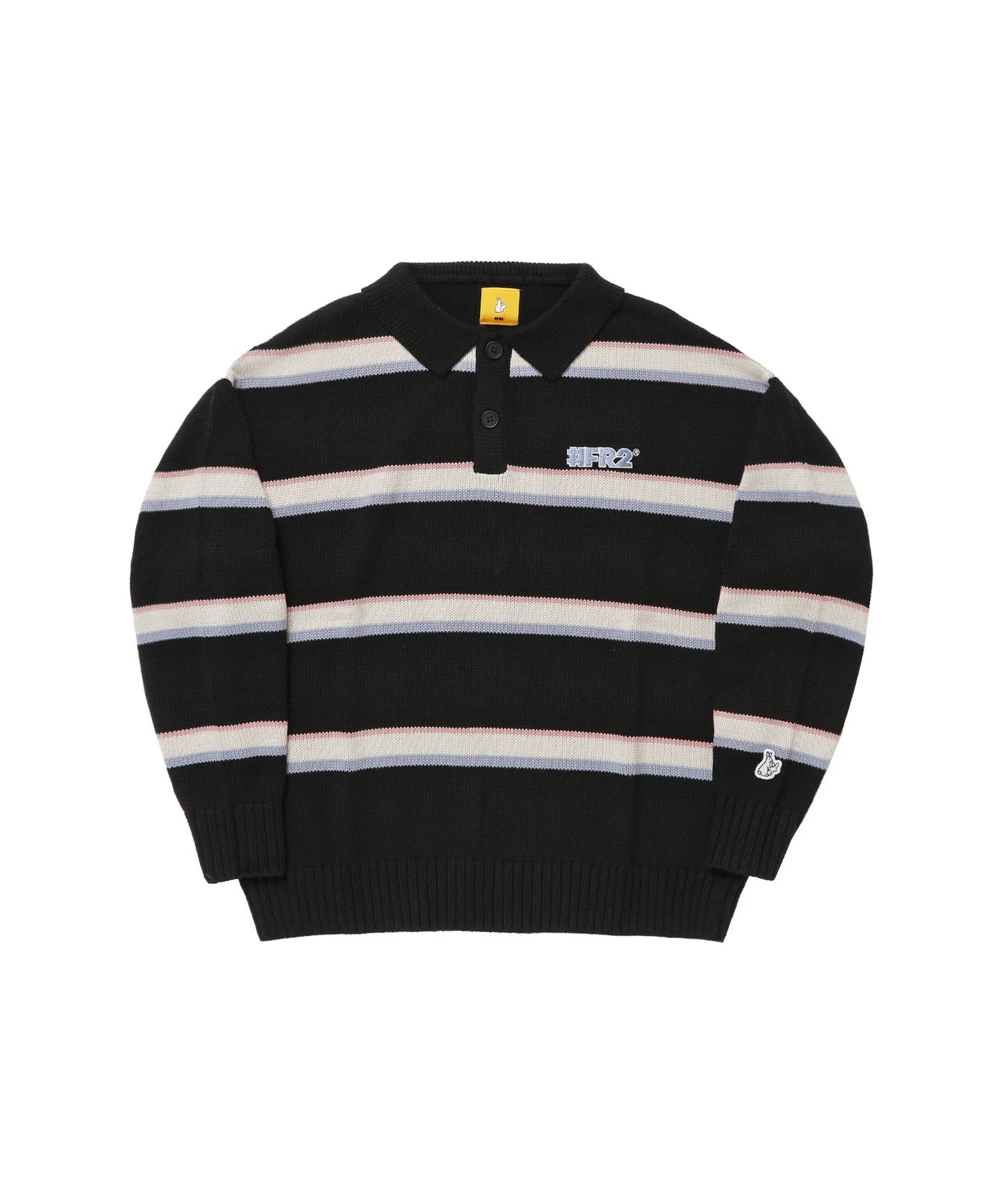 Multi Stripe Knit Longsleeve Polo shirt