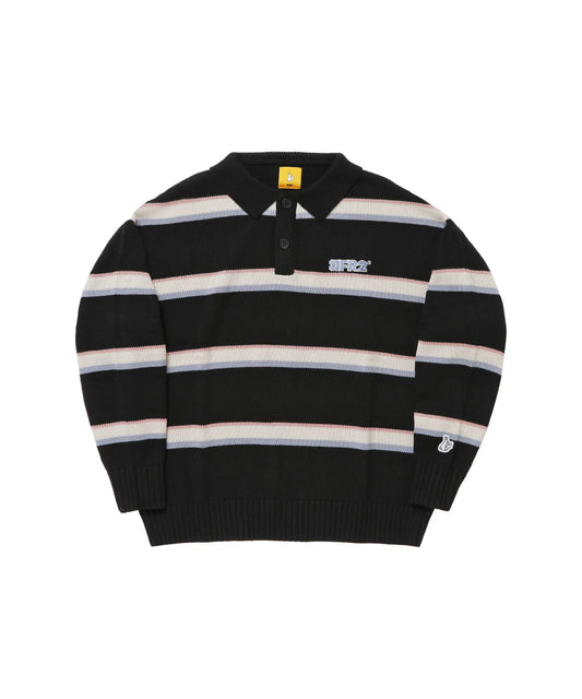Multi Stripe Knit Longsleeve Polo shirt