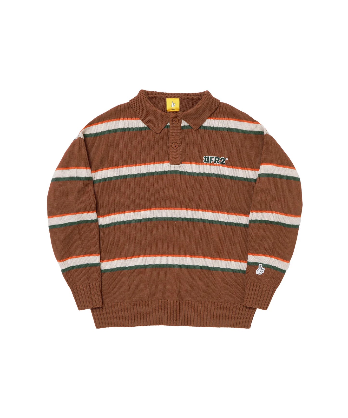 Multi Stripe Knit Longsleeve Polo shirt