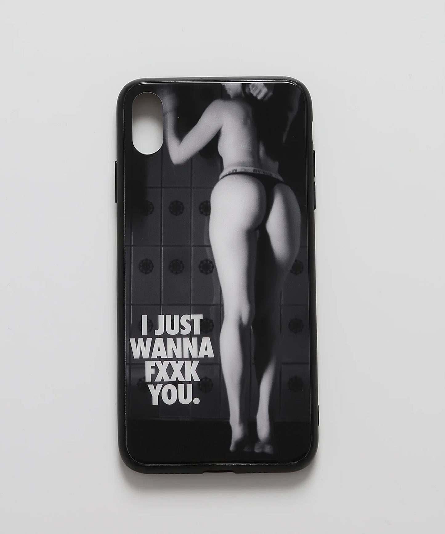 Semi nude iPhone XS Max Glass Case(I JUST WANNA FXXK YOU．)[FRA683]