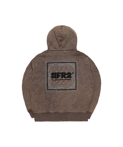 Acid Wash Embroidery Paisley Hoodie