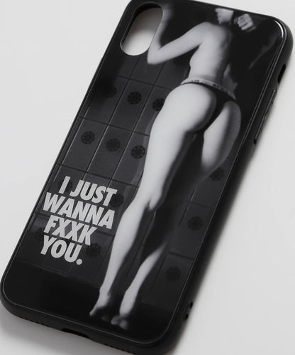 Semi nude iPhone XS Max Glass Case(I JUST WANNA FXXK YOU．)[FRA683]